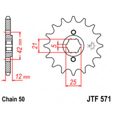 Звезда передняя (ведущая) для мотоцикла стальная JTF 571.16
